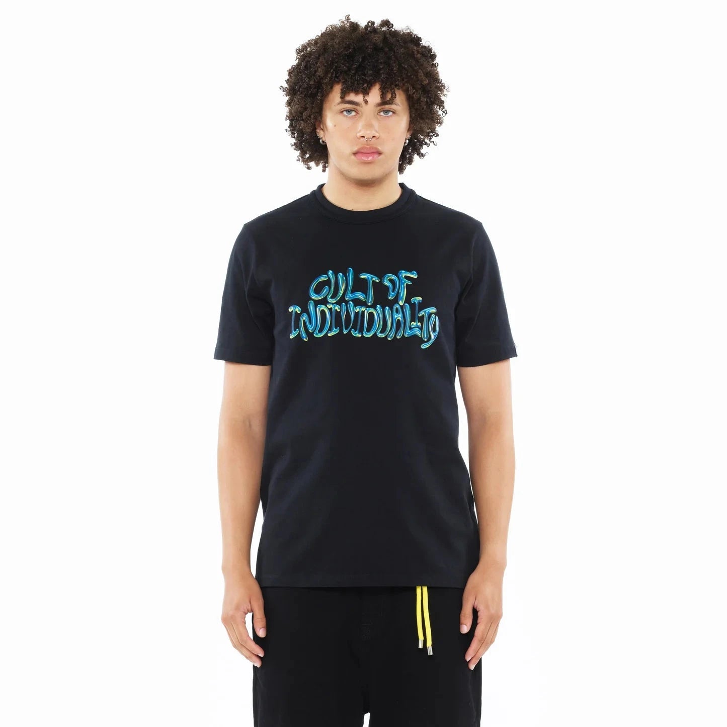 Cult of individuality Heavyweight Crew Neck Tee "Bubble Logo" in Black