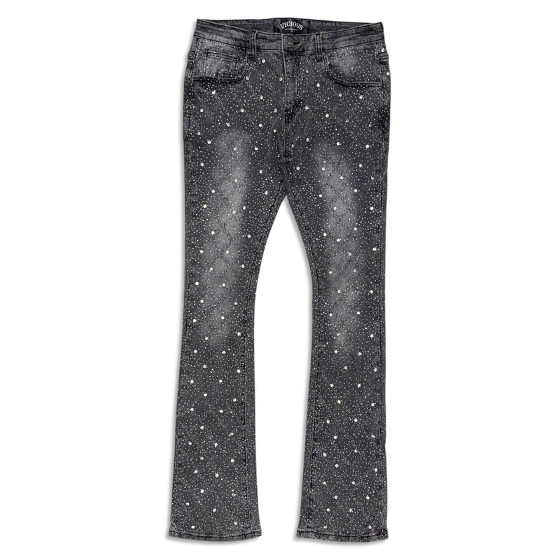 Vicious Denim Men's Stacked Embellished Jeans - Gray