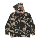 Bape Map Camo Shark Relaxed fit full zip hoodie Green