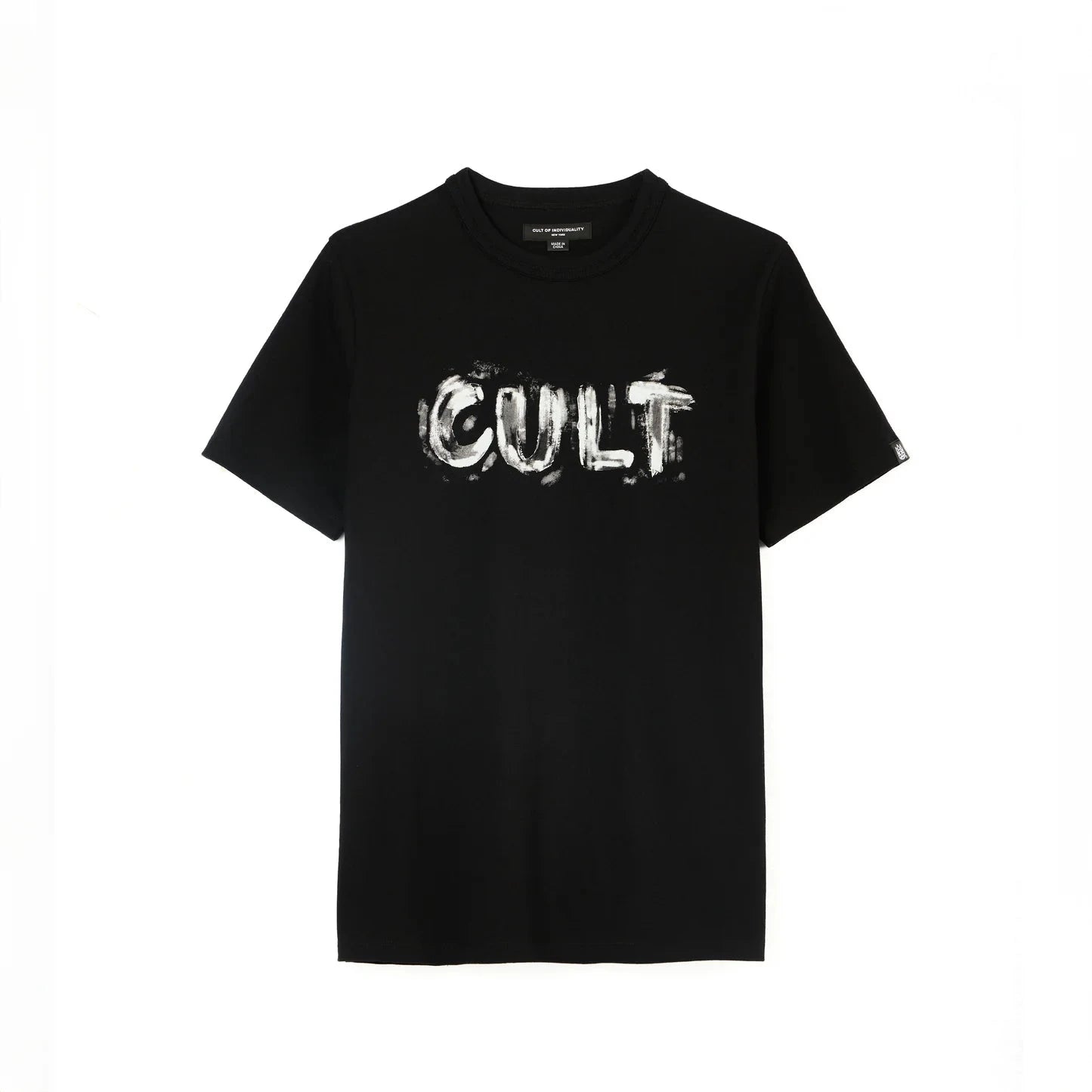 Cult of Individuality Heavyweight Crew Neck Tee "Plaster Logo" in Black