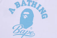 Bape Men's Cursive college logo relaxed fit tee White X Blue