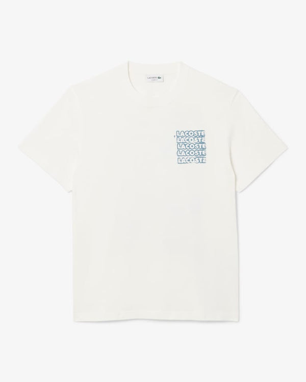 Lacoste Men's Cotton Jersey Graphic T-Shirt - White/Blue TH0288-51-CPI