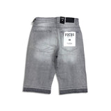 Focus Crystal Rhinestone Denim Shorts Grey