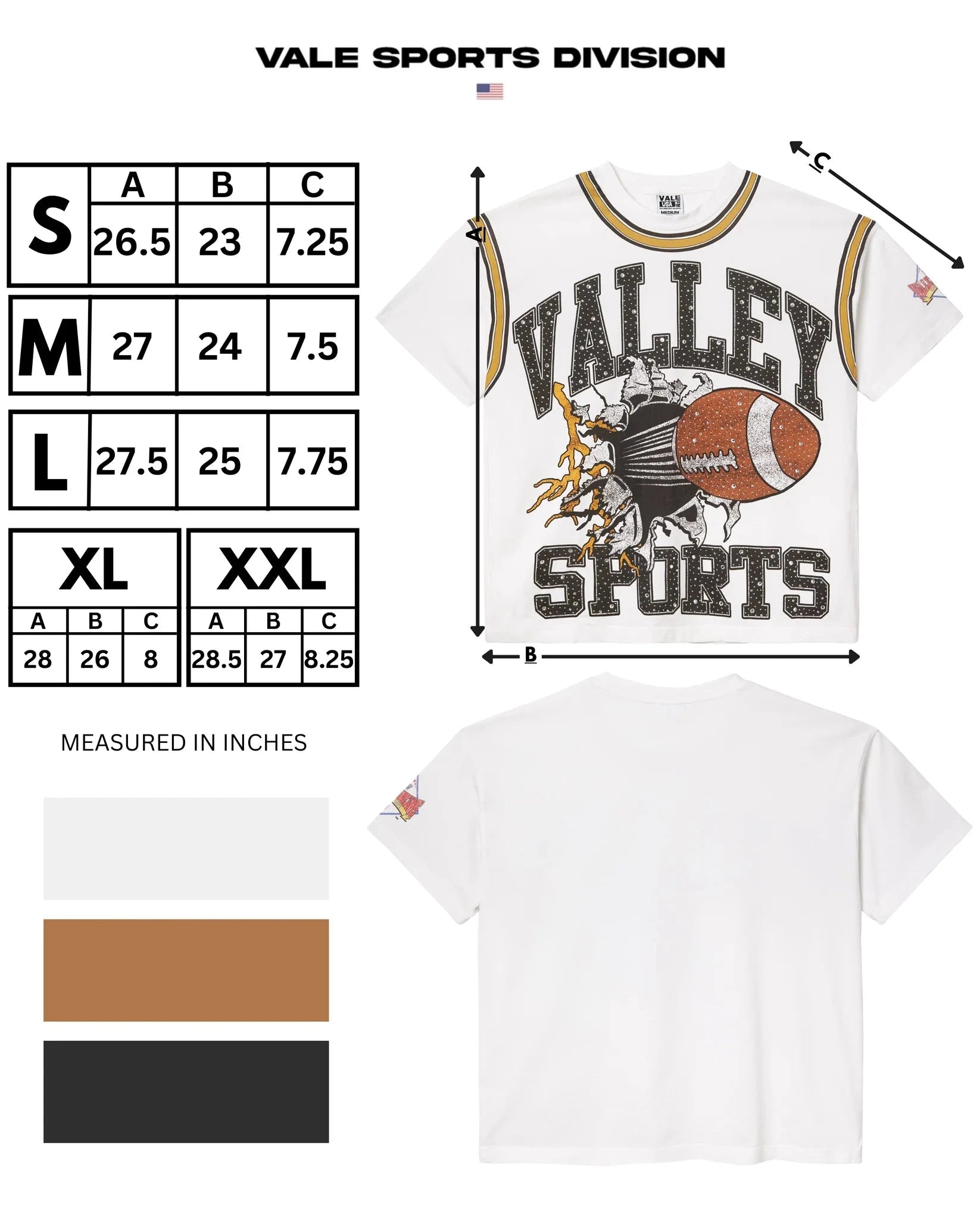 Vale Forever Classic Bling Tee White / Brown