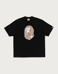 Bape Tiger Camo Ape Head Tee Black x Sand