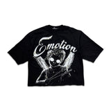 Mixed Emotion Pearl Cropped Tee Black