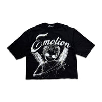 Mixed Emotion Pearl Cropped Tee Black