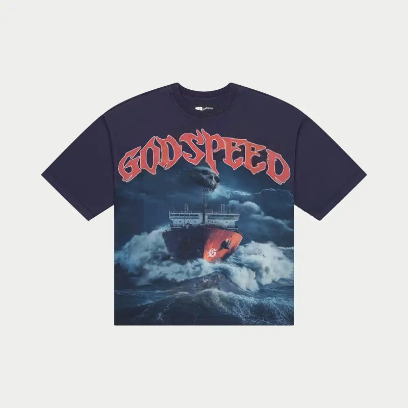 Godspeed Sea Sick T-shirt Navy Blue