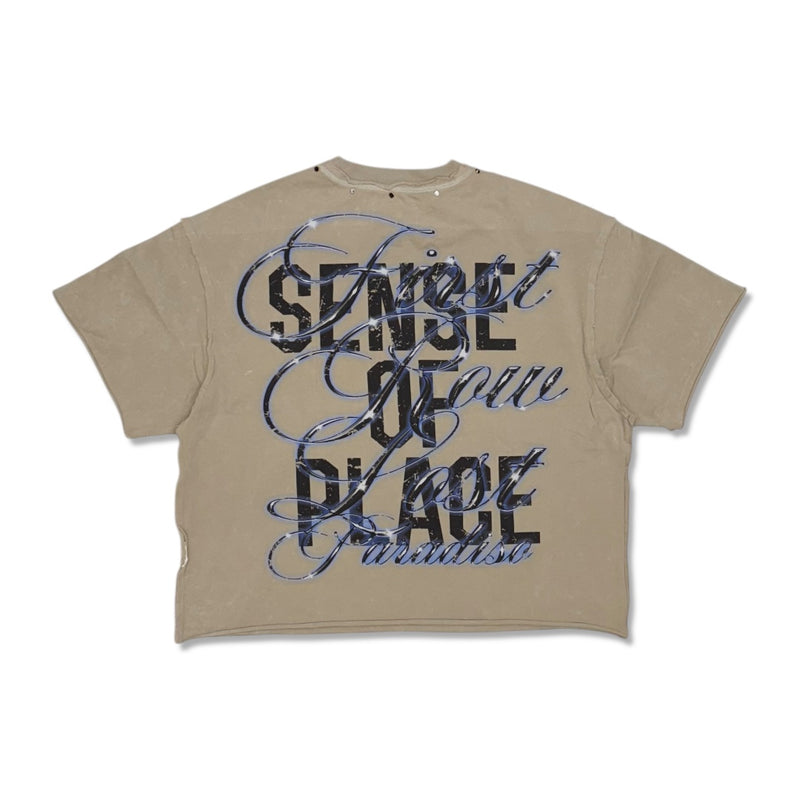 First Row Lost Paradise Cropped T-Shirt Tan