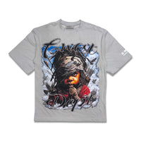 G west Men's Scarface Rhinestone Tee Grey Violet /Blue