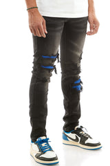 KDNK Men's Wreck V2 Jeans – Black/Blue