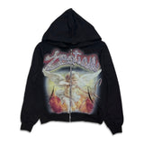 Mixed Emotion Rhinestone Hoodie Black Acid wash
