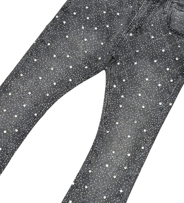 Vicious Denim Men's Stacked Embellished Jeans - Gray
