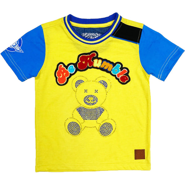 Elite denim (kids boy “yellow sun ray stone bear t-shirt)