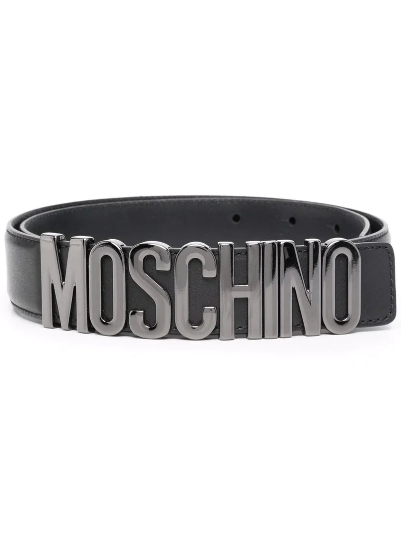 Moschino black/black belt Leather logo