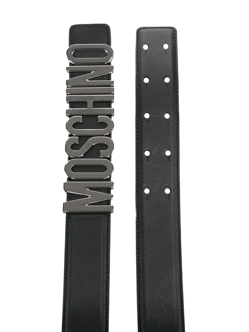 Moschino black/black belt Leather logo