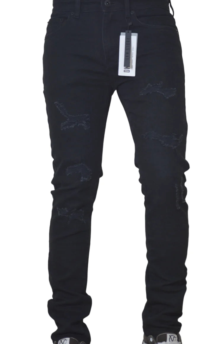 Dnm Story Men's Botton Rips jeans Black