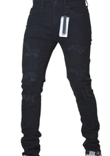Dnm Story Men's Botton Rips jeans Black