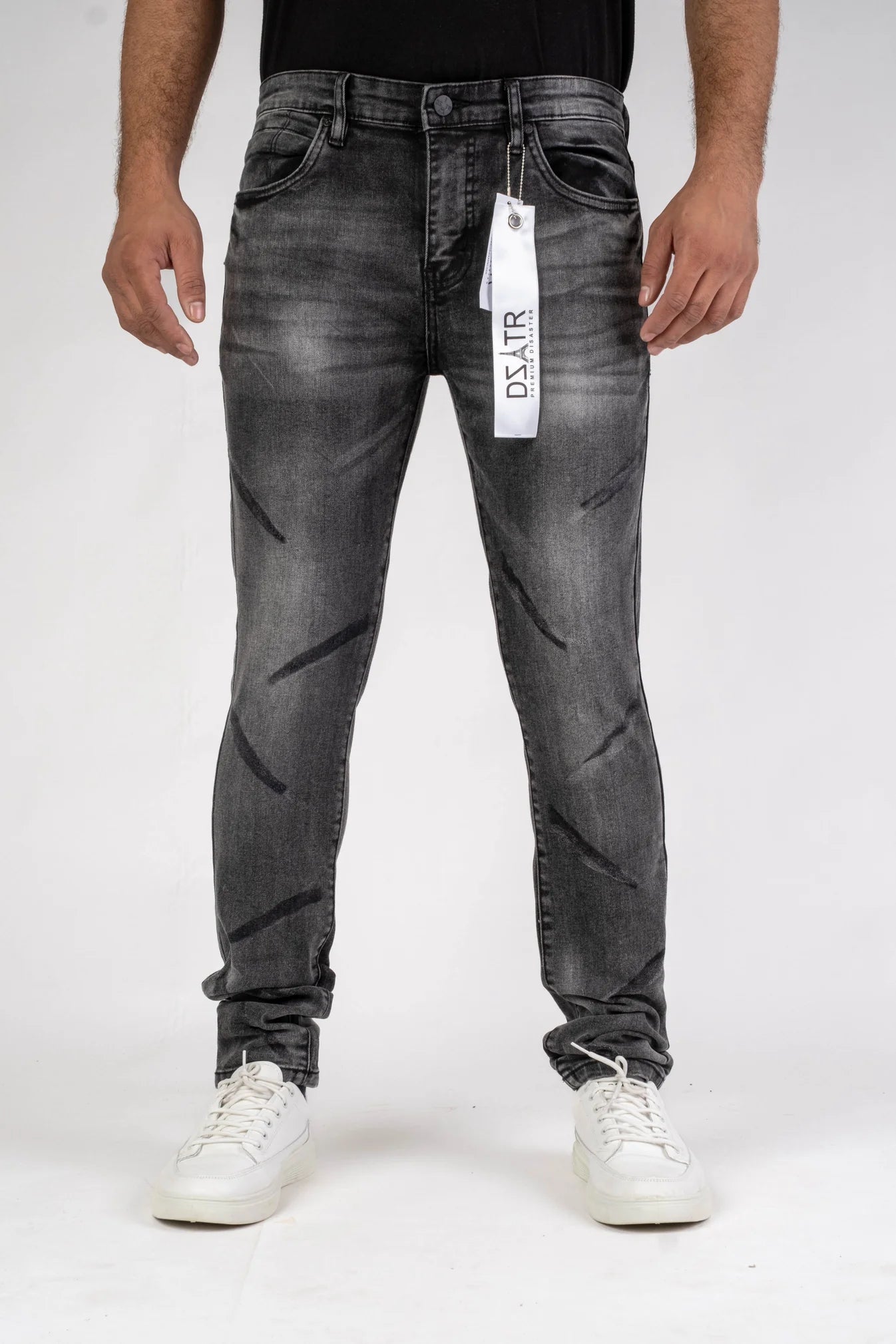 Premium Disaster Men's classic Ultra Stretch Denim jeans Black Cross