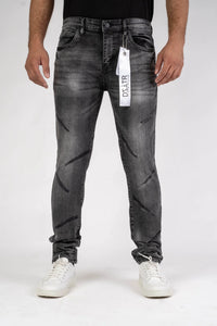 Premium Disaster Men's classic Ultra Stretch Denim jeans Black Cross