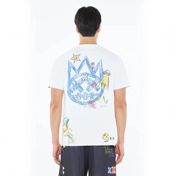 Cult of individuality Heavyweight Crew Neck Tee "Crayon Logo" in White