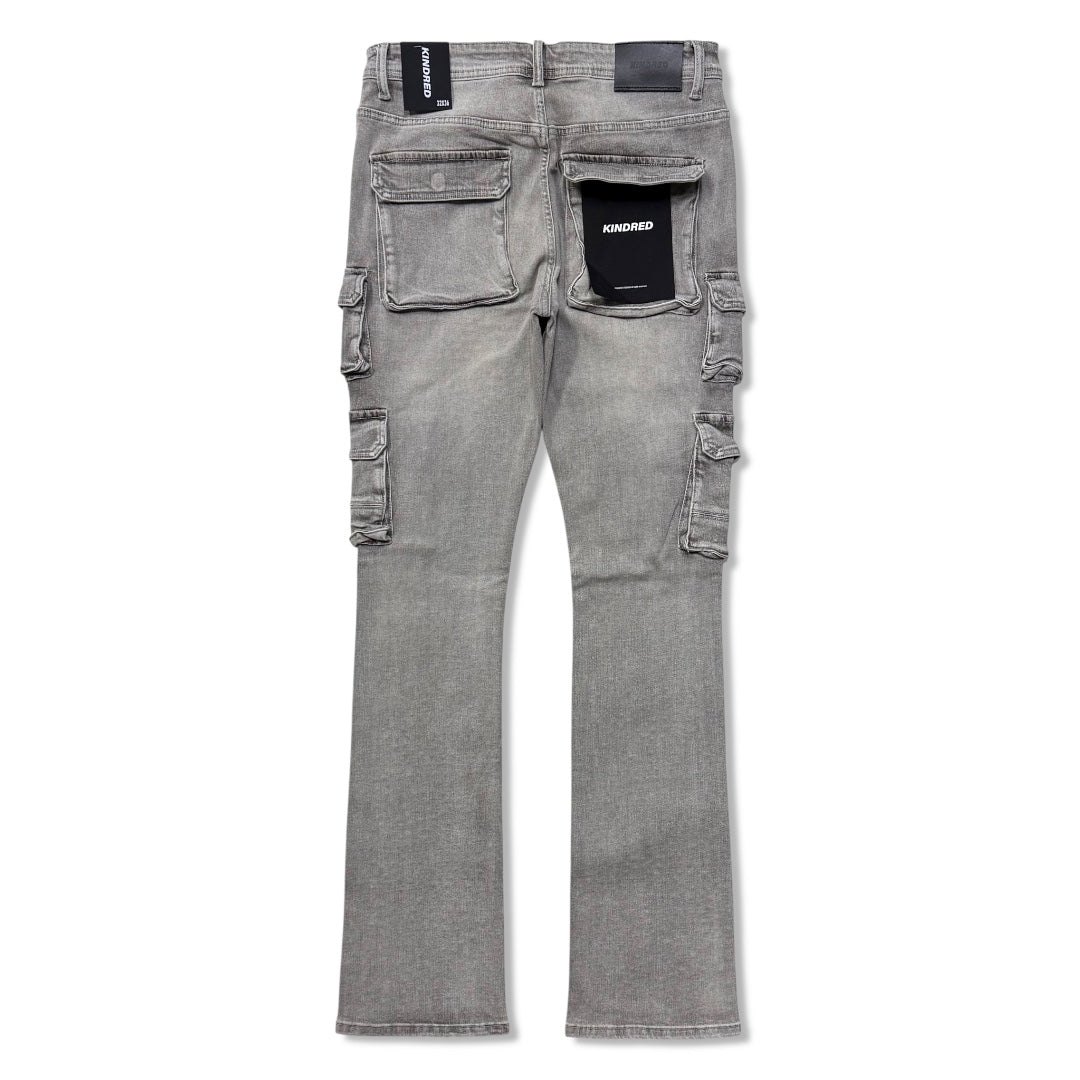 Kindred Men’s Rhinestone utility Stacked Jeans ice grey