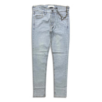 Kdnk Men's rhinestone skinny jeans light blue wash