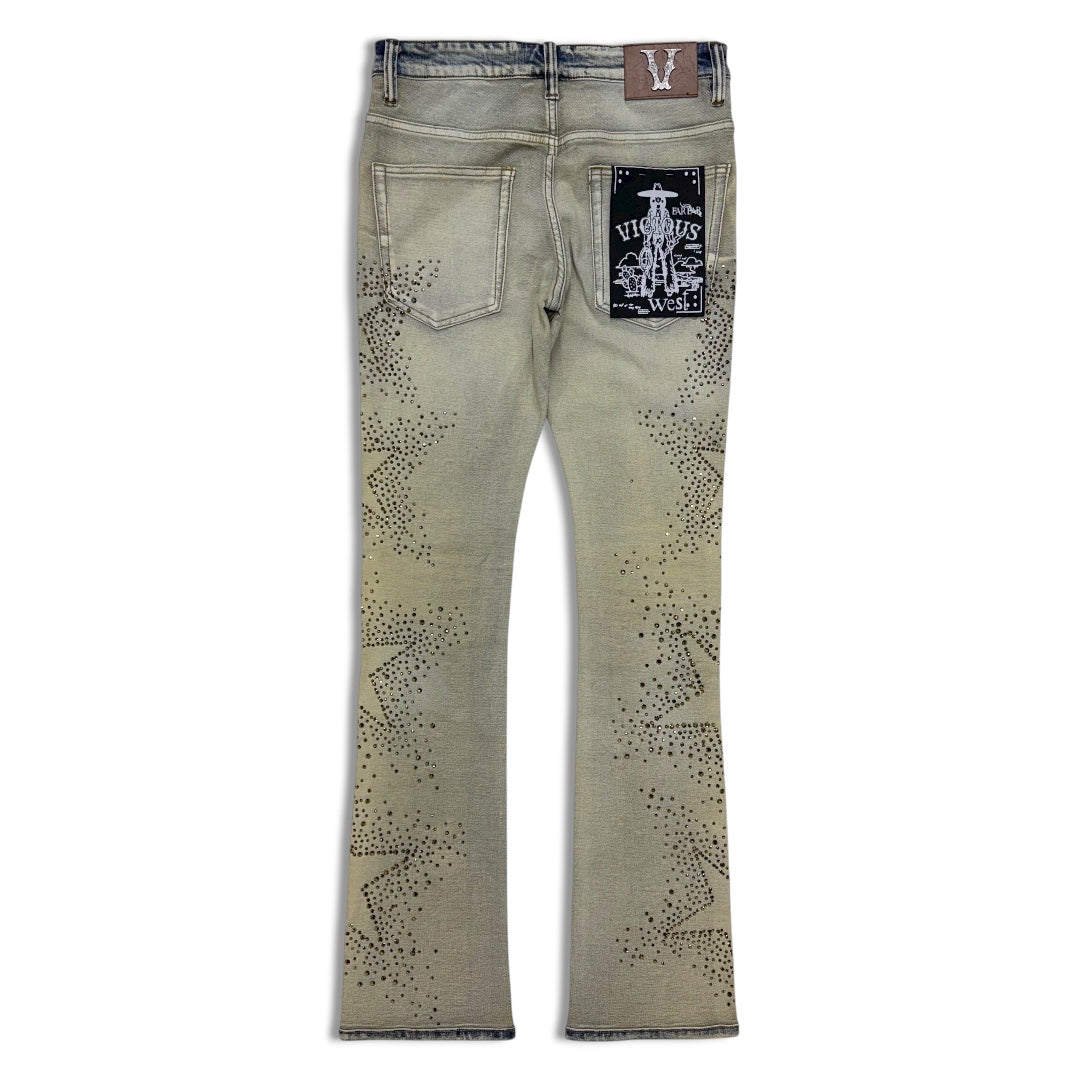 Vicious Denim Men's Star Stacked Embellished Jeans - Indigo