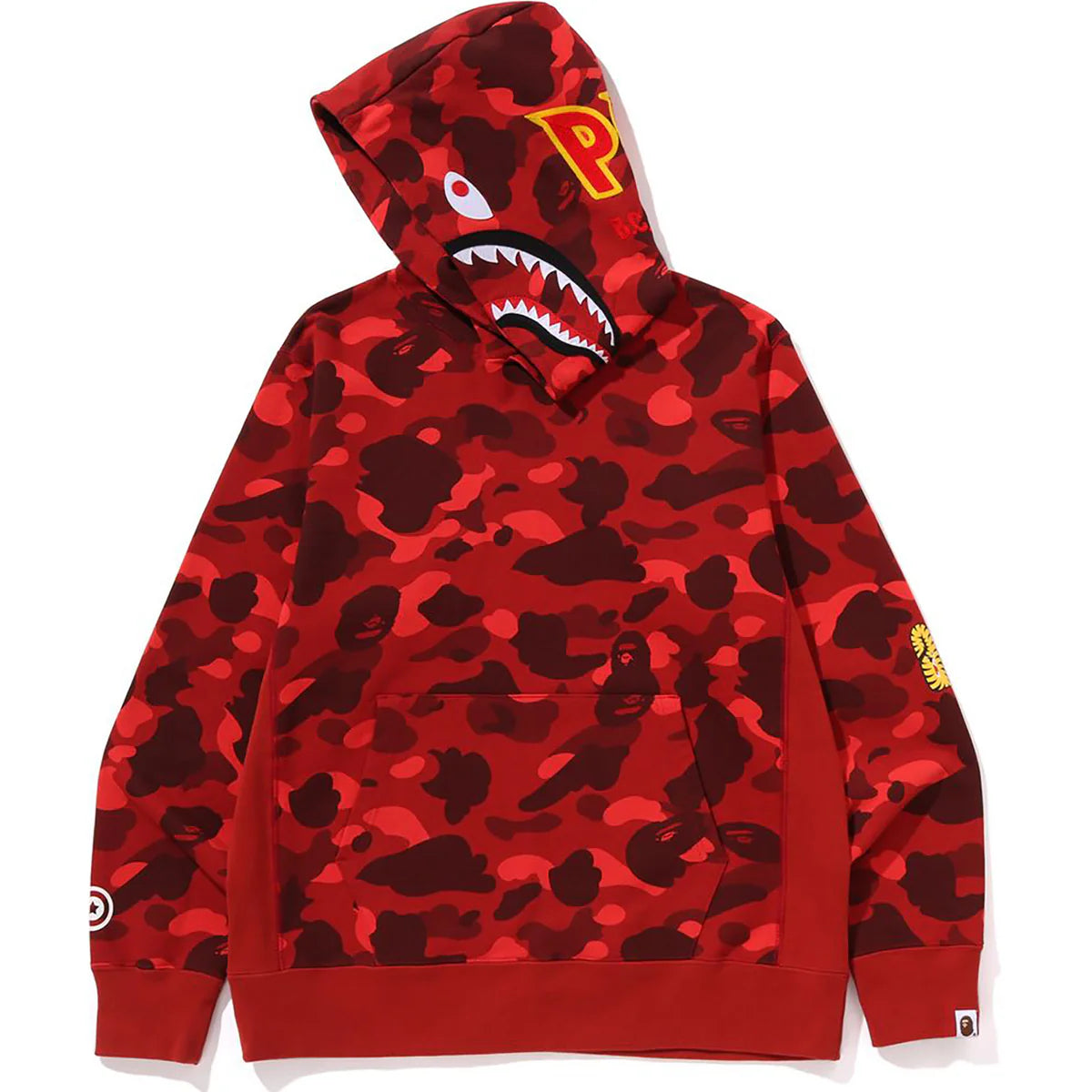 Bape Men’s Color Camo 2nd Shark Pullover Hoodie Red