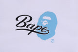 Bape Men's Cursive college logo relaxed fit tee White X Blue