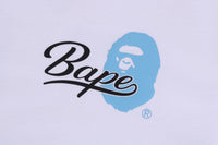 Bape Men's Cursive college logo relaxed fit tee White X Blue