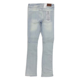 Focus denim (Blue wash frayed stitch knee line stacked jean)
