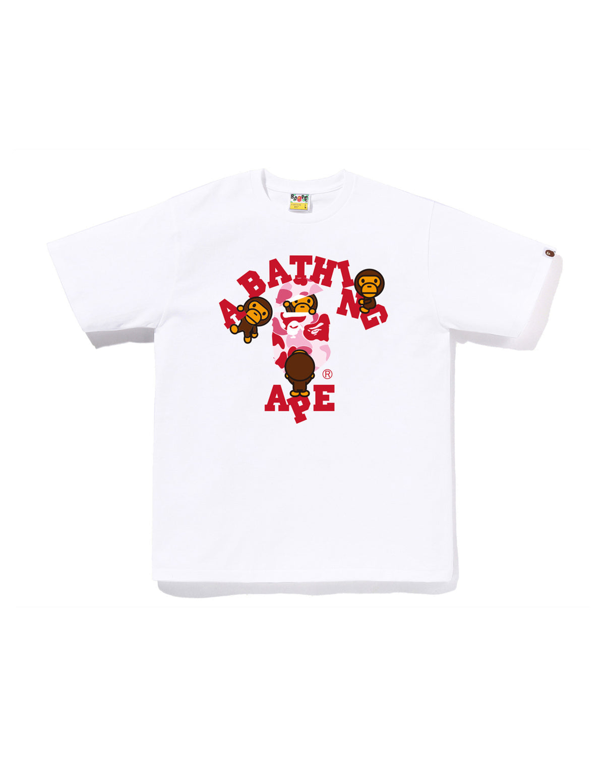 Bape Abc Camo College Milo Tee White X Pink