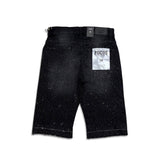 Focus Crystal Rhinestone Denim Shorts Black Wash