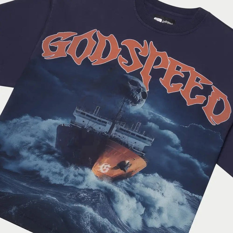Godspeed Sea Sick T-shirt Navy Blue