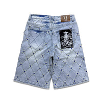 Vicious Denim Men's Embellished  denim shorts - light blue
