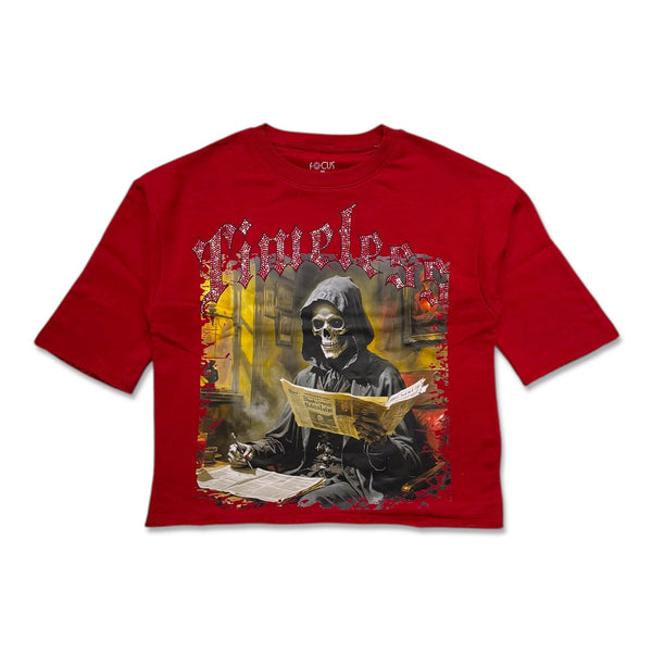 Focus Timeless Grim Reaper Cropped T-Shirt - Red