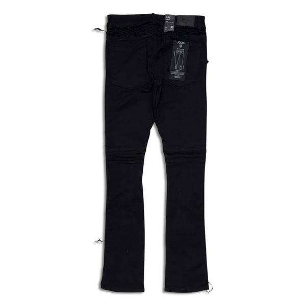Focus denim (Black frayed stitch knee line stacked jean)