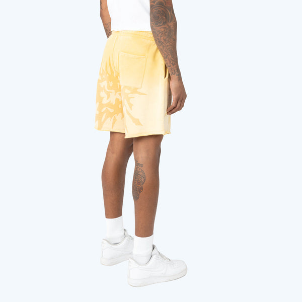 Smoke Rise Men’s Lounge Dystopia Printed Shorts Ochre Yellow