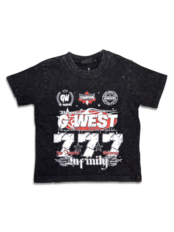 G West Kids beyond tee - Black acid wash/Red (GWPBASTY9258)