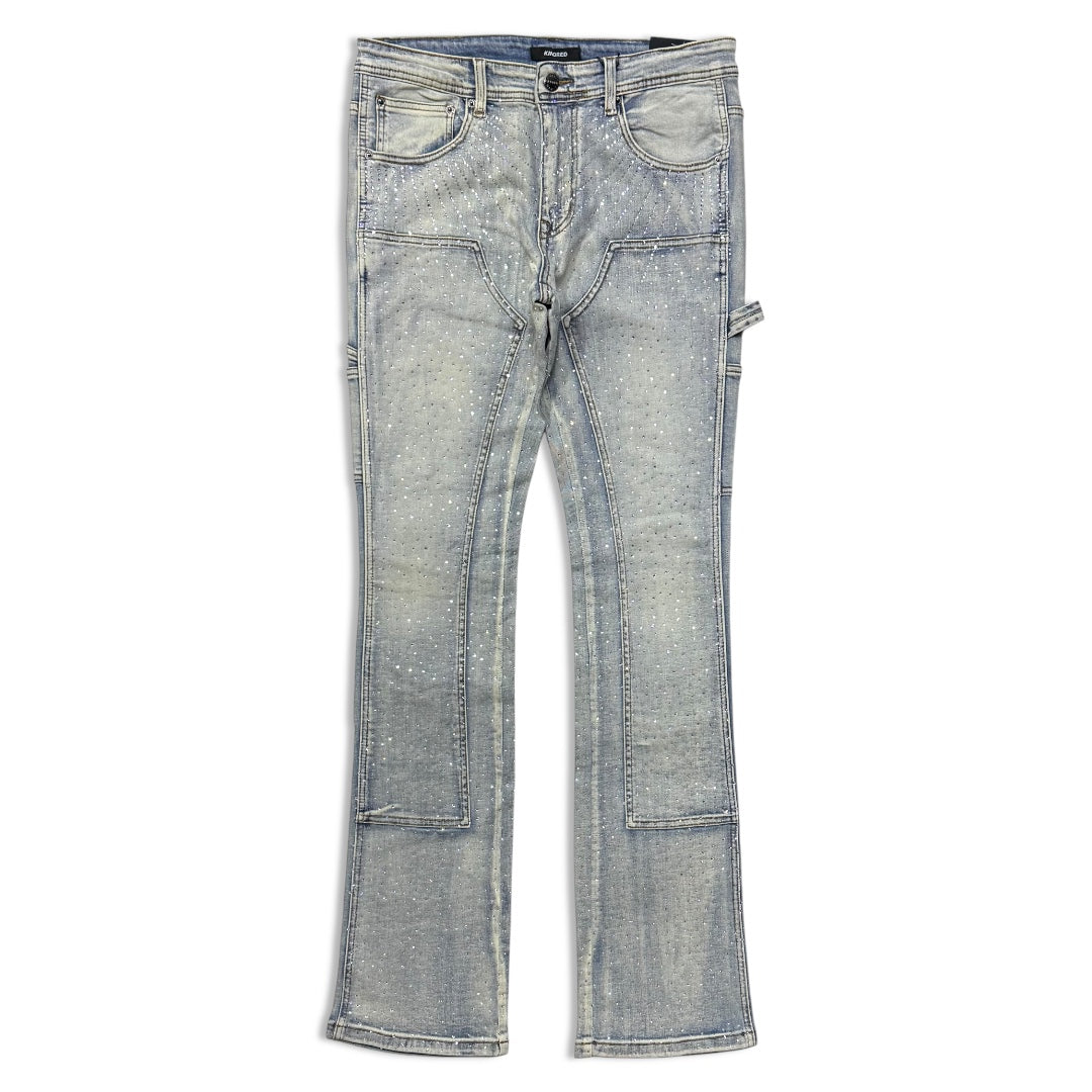 Kindred Men’s Rhinestone Denim Stacked Jeans Blue