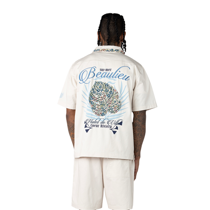 Smoke Rise Men's button down Short set - Chalk