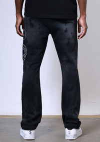 First Row Wake Up And Be Fierce Applique Stacked Sweat Pant Black