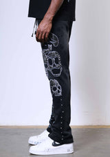 First Row Wake Up And Be Fierce Applique Stacked Sweat Pant Black