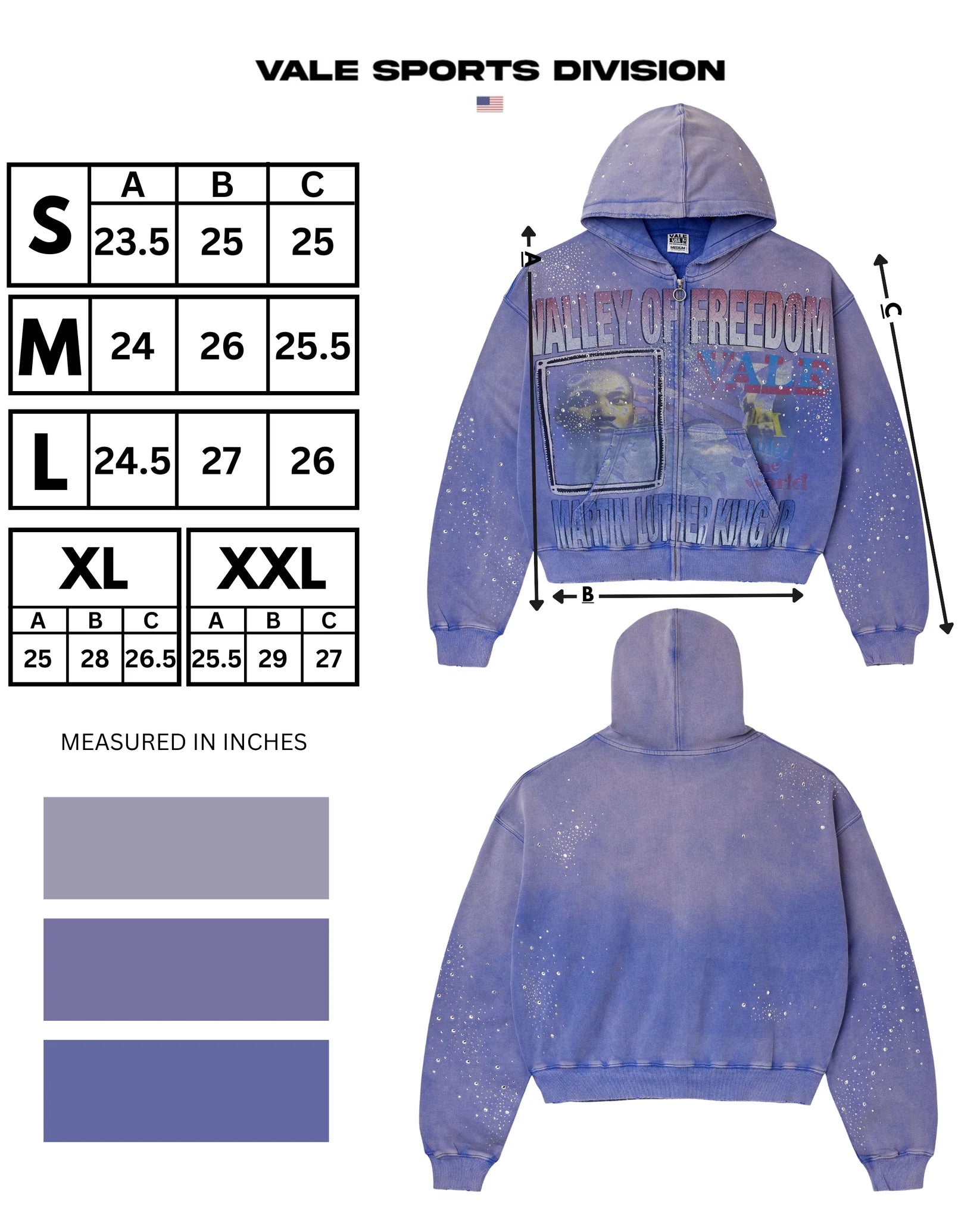 Vale Forever Freedom Zip Up Hoodie Blue