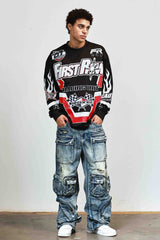 First Row Hard Racing Sport Long Sleeve Jersey Black