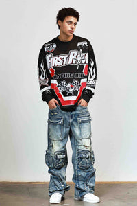 First Row Hard Racing Sport Long Sleeve Jersey Black