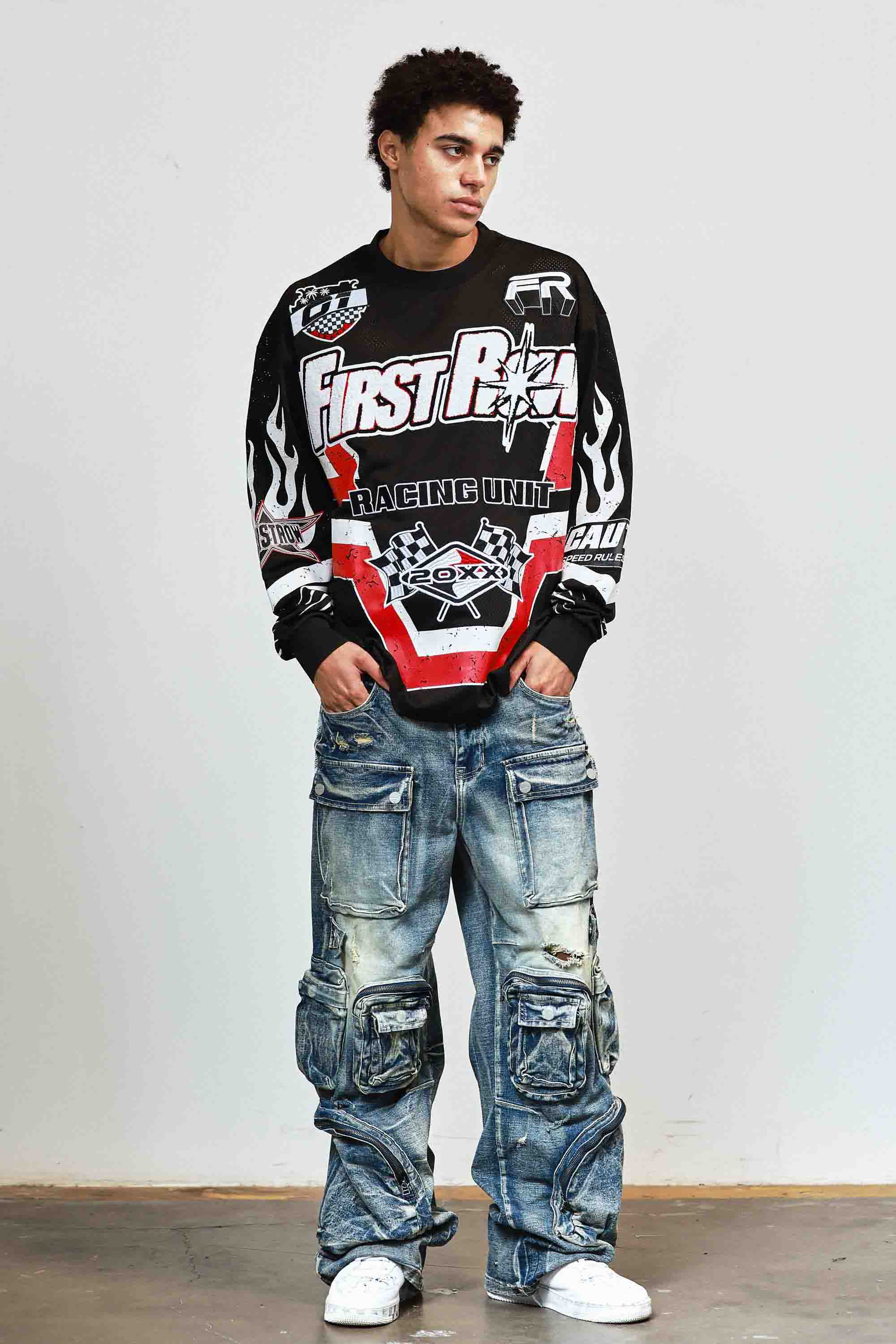 First Row Hard Racing Sport Long Sleeve Jersey Black