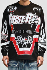 First Row Hard Racing Sport Long Sleeve Jersey Black