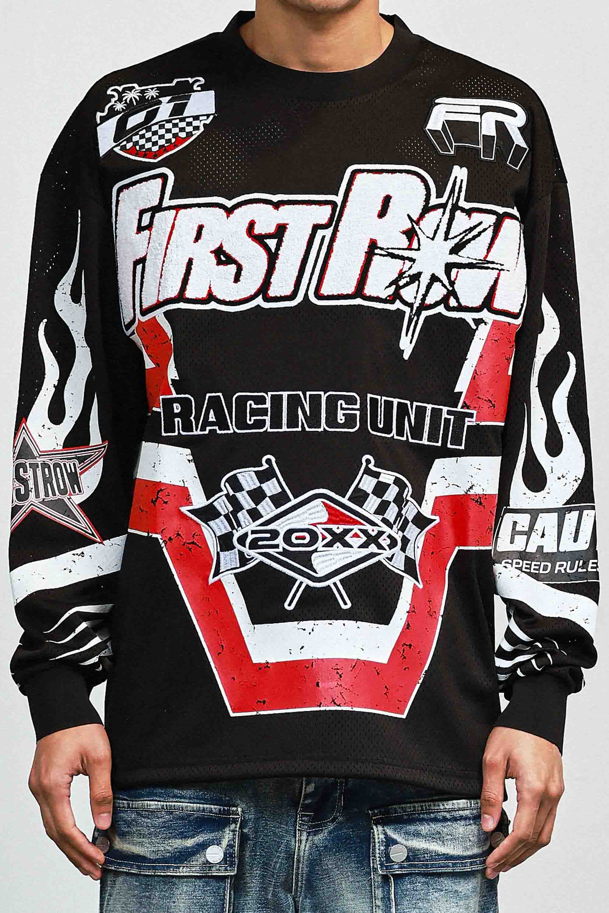 First Row Hard Racing Sport Long Sleeve Jersey Black